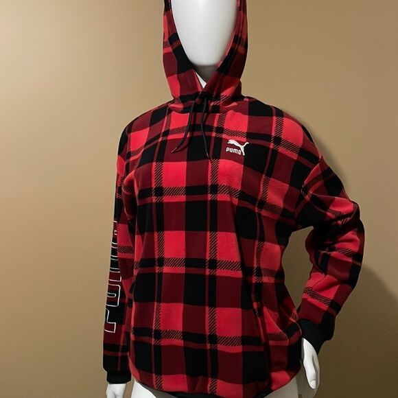 Puma unisex check polar Sherpa hoodie - Picture 1 of 5